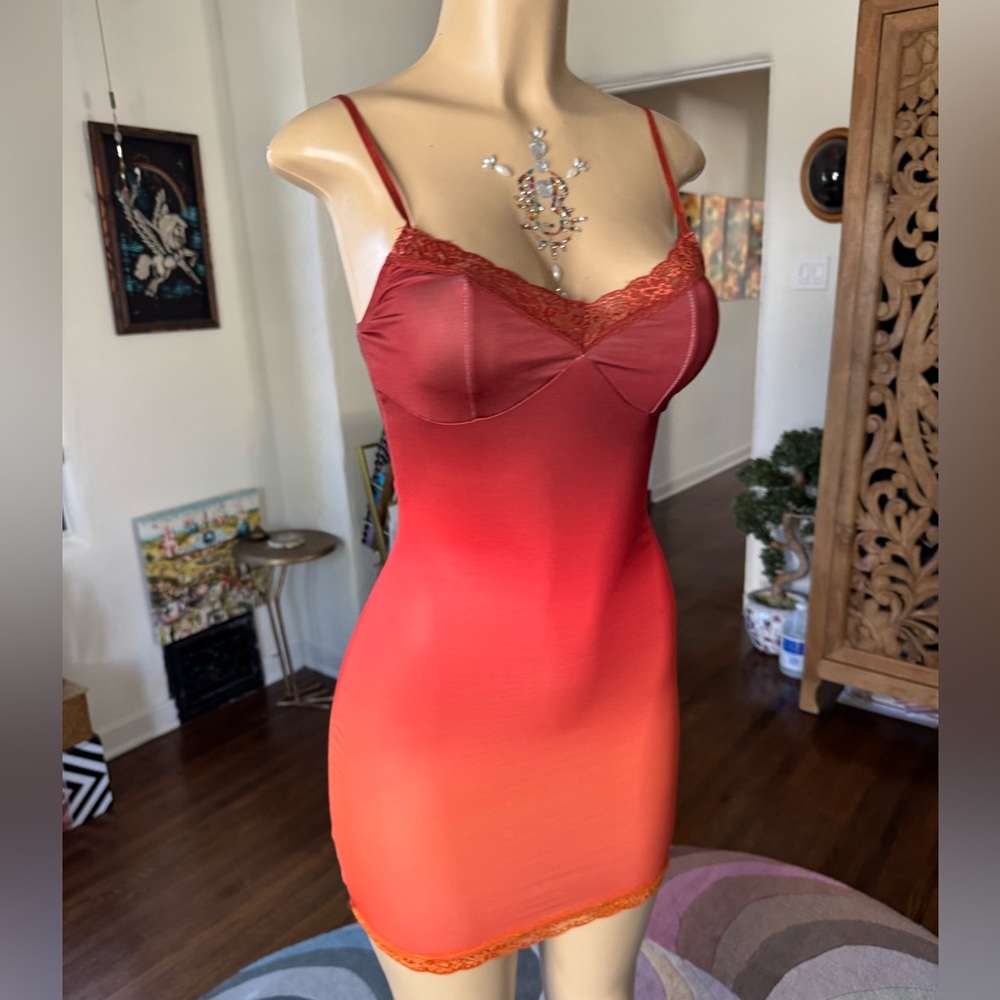 Red-Orange Gradient Mini Bodycon Dress size S